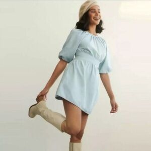 NWT ANTHROPOLOGIE LOVE THE LABEL DENIM OPEN BACK DRESS LARGE